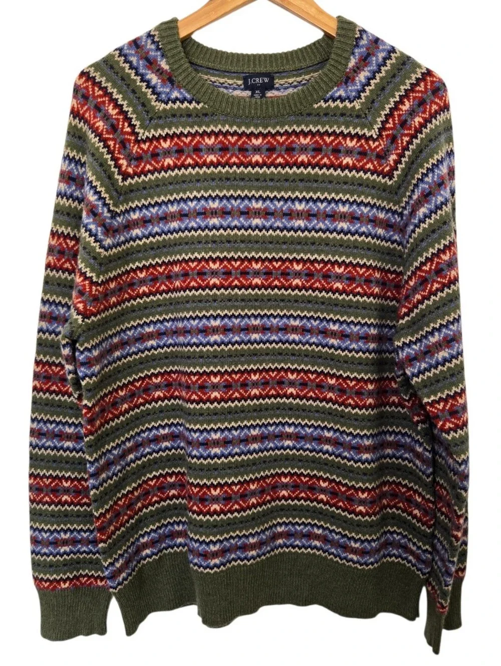 🏔️ J.Crew XL Fair Isle Nordic Wool Blend Sweater Green Multicolor